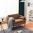 thumbnail image 1 of IVV Modern Accent Chair, Upholstered Leisure Sofa Chair w/ 2 Pillows and Wood Legs, Thick Padded, Club Circle Chair for Living Room Bedroom Furniture (Dark Brown), 1 of 7