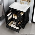 thumbnail image 1 of IVV Modern Bathroom Vanity with Sink Set, 24" Base Cabinet with Ceramic Top, 3 Drawers and Door Organizer Shelves, Black, 1 of 10