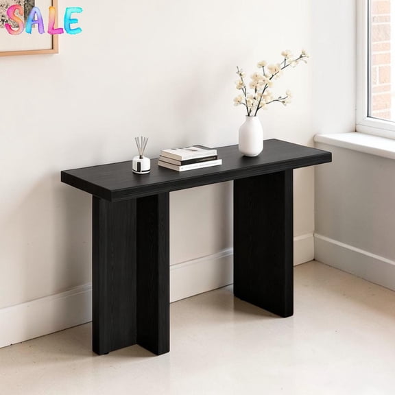 IVV Modern Console Table, Black MDF Hall Table with Non-Slip Footpads, Easy Assembly Versatile Display Table for Home Decor, 42"L x 14"W x 29.5"H
