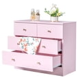thumbnail image 1 of IVV Modern Dresser for Bedroom with 4 Drawers, Wide Chest of Drawers with Matte Gold Round Knobs, Storage Organizer Unit for Closet, Living Room, Hallway (Pink), 1 of 9