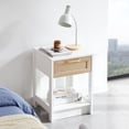 thumbnail image 1 of IVV Modern Nightstand, Storage Side Table with Rattan Drawer, Wood Bedside End Table for Bedroom, Living Room and Small Spaces (White), 1 of 9