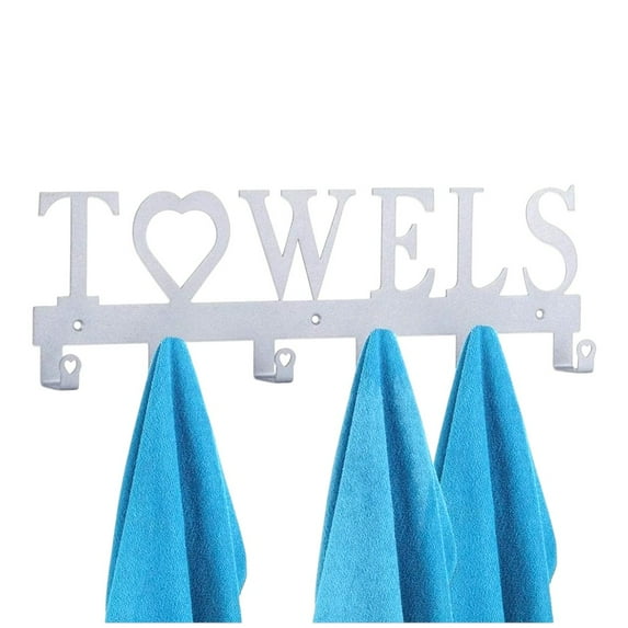 IVV Modern Wall-Mounted 6-Hook Metal Towel Rack, Heavy-Duty Organizer for Towels, Robes, Coats & Kitchen Utensils – Bathroom, Bedroom, and Living Room Use (Silver, 1pc)