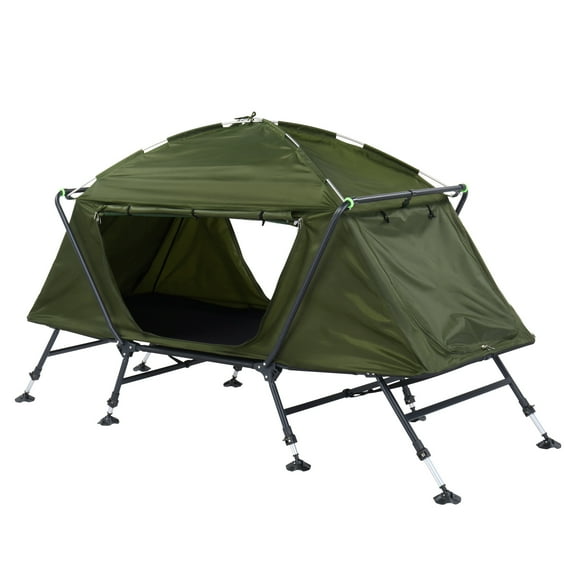 IVV Multifunctional Folding Camping Cots for Adults, Elevated Tent with Integrated Cot, Portable Single Sleeping Cot Camping Bed (Army Green)