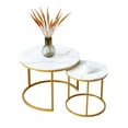 thumbnail image 1 of IVV Nesting Coffee Table Set of 2, Living Room Round Center Tables with White Marbling MDF Top and Gold Metal Frame, Industrial End Table Side Tables for Bedroom Balcony Yard, 1 of 6