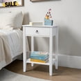 thumbnail image 1 of IVV 2-Tier Bedside Table with Drawer, Modern Nightstand for Bedroom, White Finish, Space-Saving End Desk (18.3"L x 14"W x 27.5"H), 1 of 11