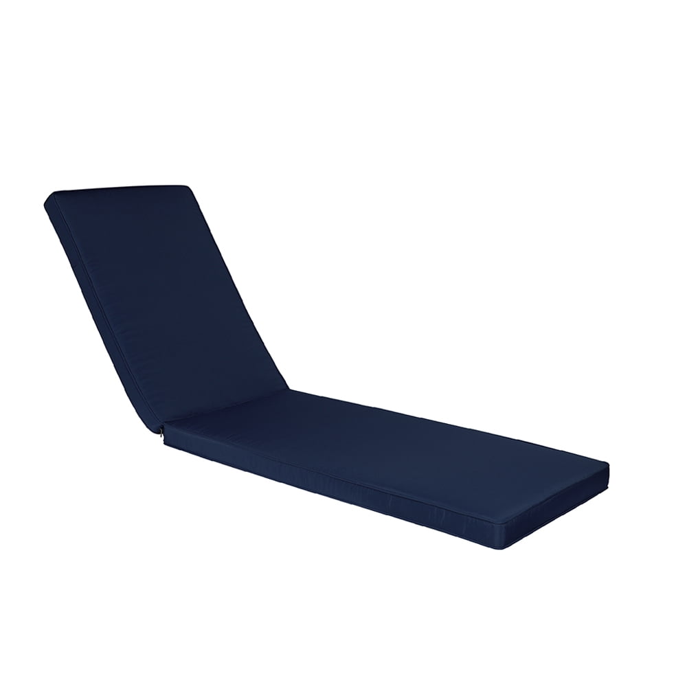 Navy Blue Foam Outdoor Chaise Lounge Cushion with Removable Cover