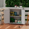 thumbnail image 1 of IVV Outdoor Garden Potting Bench Table with Metal Top, 31"L x 18"W x 36"H, Patio Furniture Storage Cabinet w/ magnetic door, for Yard, Balcony, Deck, Porch (Gray), 1 of 9