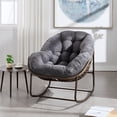 thumbnail image 1 of IVV Outdoor Patio Rocking Chair, Oversized Rattan Wicker Recliner Rocker Chair with Comfy Cushion and Steel Frame, Modern Lounge Rocker for Front Porch Living Room Bedroom (Gray), 1 of 9