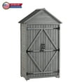 thumbnail image 1 of IVV Outdoor Fir Wood Storage Cabinet, Garden Tool Shed with Latch, 3 Removable Shelves, Sloped Waterproof Roof for Patio/Backyard/Lawn (Gray), 1 of 10