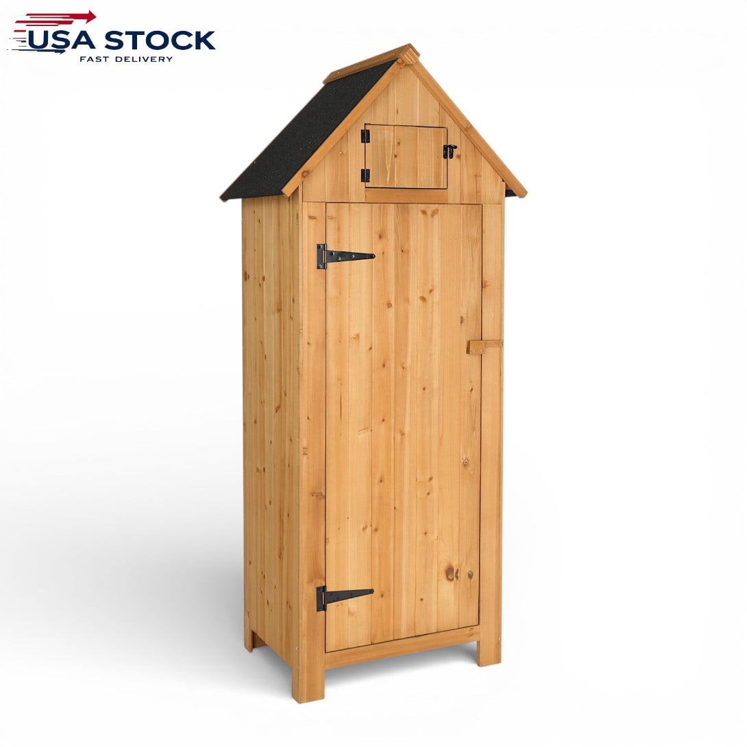 Shed Locker IVV Outdoor Storage Cabinet Wood Garden Tools Shed Organizer Wooden ...
