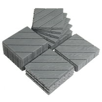 IVV Plastic Interlocking Deck Tiles Outdoor All Weather Waterproof Flooring Deck Tiles Patio Floor Tile for Pool Balcony Backyard Porch (Twill 12" Square, Dark Gray, 27 Pack)