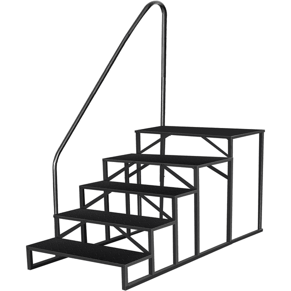 IVV Pool Ladder Above Ground, Hot Tub Step with Handrails, Mobile Home Stair, 660lbs Heavy Duty 5 Step Ladder, RV Step for Travel Trailers, Backyard Pool, Home, and Porch (Black)