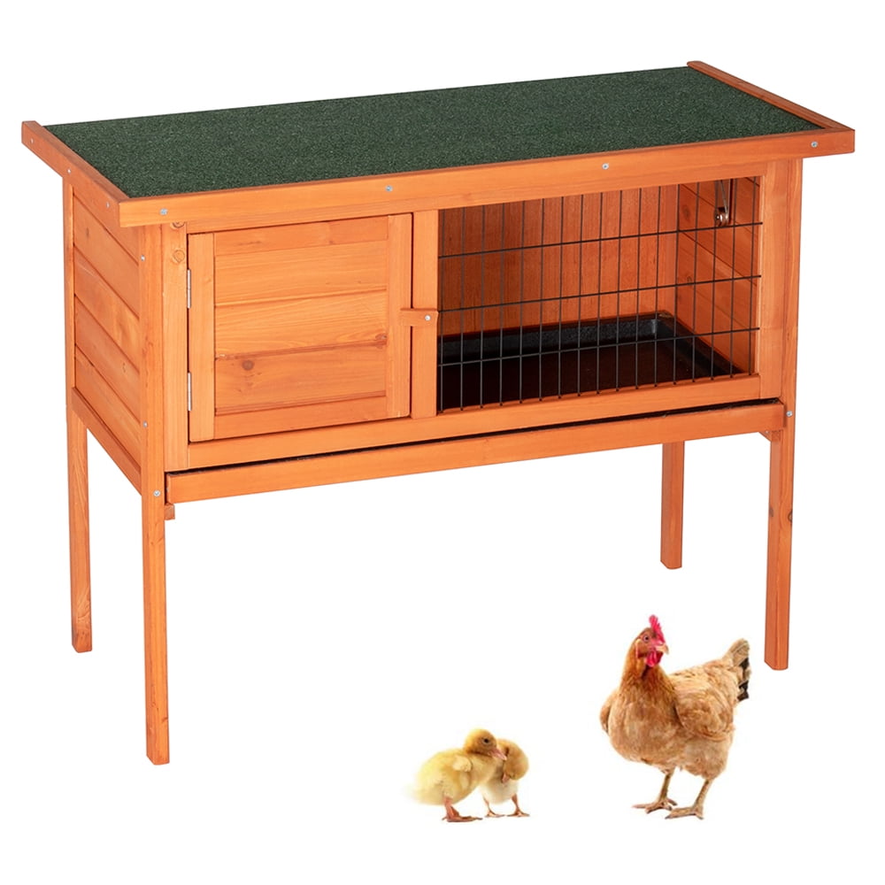 IVV Rabbit Hutch Pet Cage,36''Outdoor Wooden Chicken Coop,Single Deck Waterproof Wooden Chicken Hen House,Pet Animal Poultry Cage Rabbit Hutch with Asphalt Roof