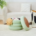 thumbnail image 1 of IVV Round Storage Ottoman, Modern Upholstered Footstool, Teddy Fleece Vanity Stool with Flip-Top Tray for Living Room & Bedroom (Green), 1 of 5