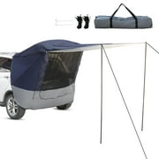 IVV SUV Camping Tent Car Tailgate Shade Awning with Screen Net Midsize to Full Size SUV Van (Navy Blue & Dark Gray)