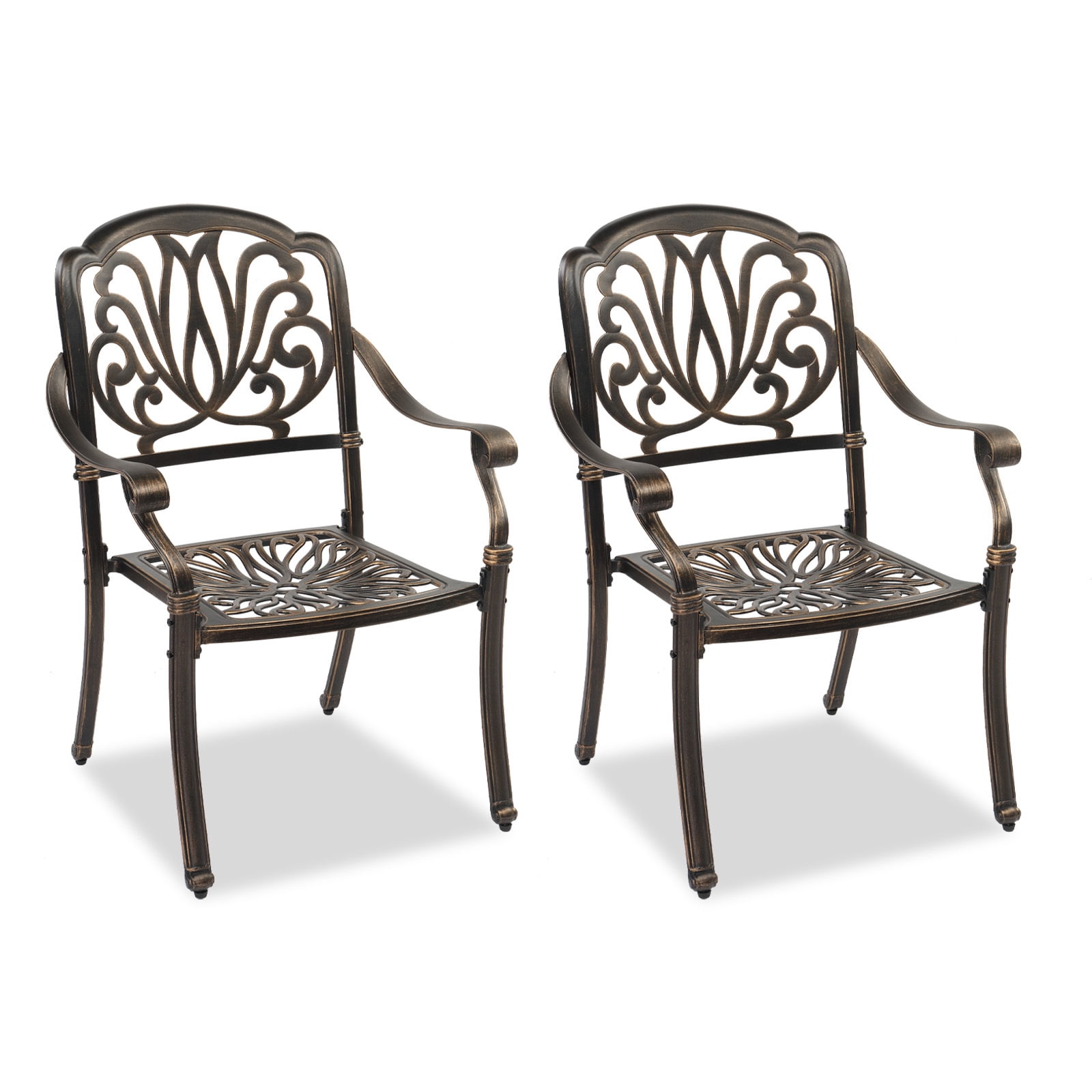IVV Set of 2 Cast Aluminum Patio Dining Chairs, Stackable Outdoor ...