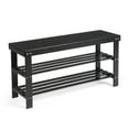 thumbnail image 1 of IVV Shoe Rack Bench, 3-Tier Bamboo Shoes Storage Organizer, for Entryway Bedroom Bathroom, 35.43"L x 11.02"W x 17.72"H, Black, 1 of 10
