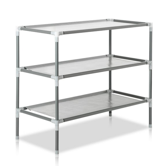 IVV Simple Shoes Rack Assembly 3 Tiers Non-woven Fabric Shoe Storage Rack, Gray