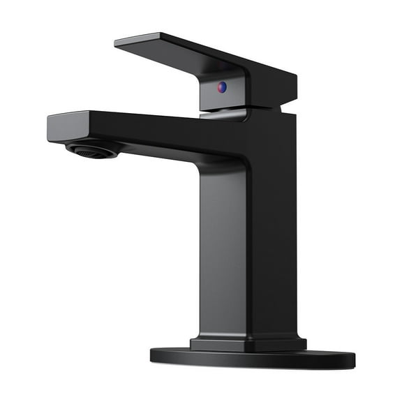 IVV Single Handle Bathroom Sink Faucet, Matte Black Single Hole Basin Vanity Faucet, RV Bathroom Faucet with Two 9/16" Hoses Suitable for 1 Hole or 3 Holes