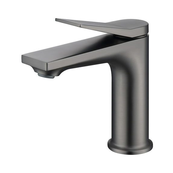 IVV Single Handle Bathroom Sink Faucet in Gun Gray Finish, Single Hole Zinc Vanity Faucet with Two 3/8" Hoses
