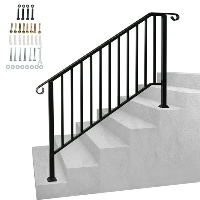 IVV Step Handrail Fit for 4 or 5 Steps Wrought Iron Handrail for ...