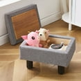 thumbnail image 1 of IVV Storage Ottoman, Linen Upholstered Footrest with Flip Tray Top and Solid Wood Legs, Small Coffee Table Foot Stool for Sofa Couch, Living Room, 300LBS Weight Capacity, Gray, 1 of 6