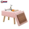 thumbnail image 1 of IVV Storage Ottoman, Soft Teddy Fleece Footstool with Padded Seat, Small Reading Vanity Chair, Footrest with Wood Tray for Couch, Mini Coffee Table or Display Stand (Pink), 1 of 6