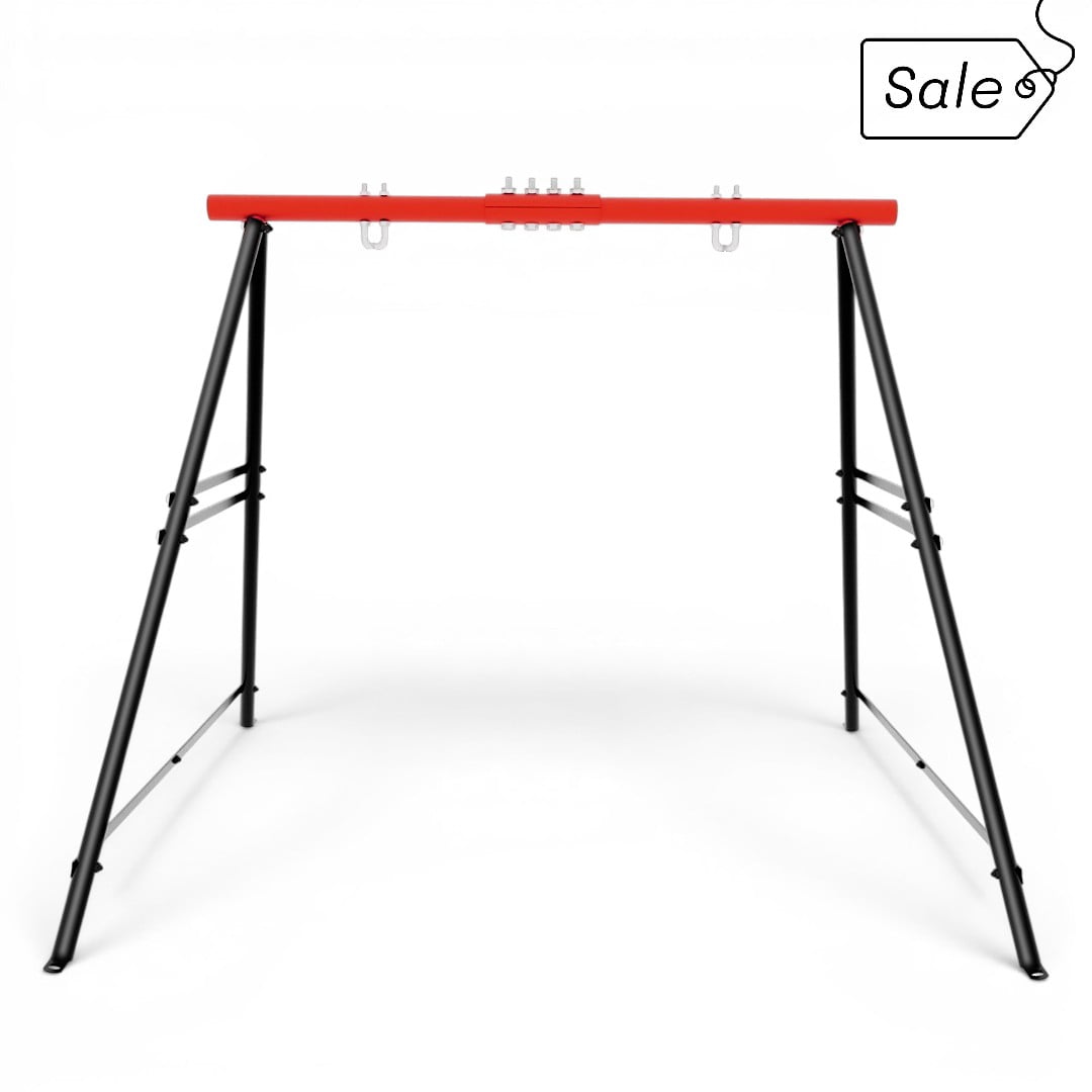 IVV Swing Stand for Porch, Outdoor Heavy Duty Swing Frame, Steel Metal Frame with 4 Ground Pegs, 73" Height Holds Up to 550lbs, Red (Swing NOT Included)