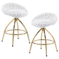 thumbnail image 1 of IVV Teddy Velvet Swivel Bar Stools Set of 2 - White Weaving Style Upholstered Counter Height Chairs with Gold-Plated Iron Legs, for Kitchen or Home Bar, 1 of 9
