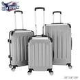 thumbnail image 1 of IVV Travel Luggage Set of 3 (20"/24"/28"), Lightweight ABS Suitcases with Corner Protectors, 360° Silent Spinner Wheels, Telescopic Handle, Gray, 1 of 9
