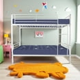thumbnail image 1 of IVV Twin Over Twin Metal Bunk Bed Frame with Ladder and Safety Rails, Under-Bed Storage Space, White, 1 of 9