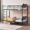 thumbnail image 1 of IVV Twin Over Twin Metal Bunk Bed with Built-in Ladder, Heavy-Duty Bunkbed Frame with Safety Guardrails, No Box Spring Needed, Black, 1 of 10