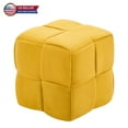 thumbnail image 1 of IVV Upholstered Corduroy Ottoman in Woven Design, Modern Square Foot Rest, Padded Footstool for Small Space (Yellow, 15.7"), 1 of 7
