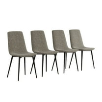 IVV Upholstered Dining Chairs with High Back, Modern Linen Fabric Armless Side Chairs with Metal Legs, Set of 4, for Kitchen & Dining Room, Gray
