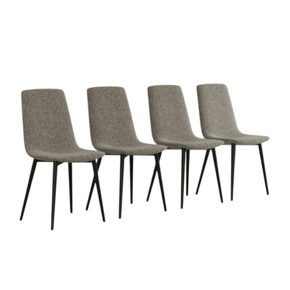 IVV Upholstered Dining Chairs with High Back, Modern Linen Fabric Armless Side Chairs with Metal Legs, Set of 4, for Kitchen & Dining Room, Gray