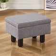 thumbnail image 1 of IVV Upholstered Storage Ottoman in Dark Green, Modern Linen Footrest Padded Step Stool Seat, Low Side Table with Wooden Legs, for Bedroom Living Room Small Space, 1 of 6