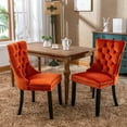 thumbnail image 1 of IVV Velvet Upholstered Dining Chairs Set of 2, Mid Century Modern Kitchen Side Chairs with High Back and Wood Legs for Dining Room Restaurant, Orange, 1 of 10