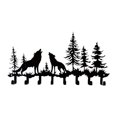 thumbnail image 1 of IVV Wall Mount Key Holder, Sturdy 8-Hook Iron Organizer for Bedroom, Kitchen, Doorway, Howling Wolves Accent, 1 Pack, Black, 1 of 7