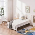 thumbnail image 1 of IVV White Bed, Modern Wooden Platform Bed, Twin Size, 1 of 7