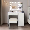 thumbnail image 1 of IVV White Vanity Table with DIY Lighted Mirror, Makeup Vanity Table Set with Drawer and Storage Cabinet, Dressing Table with Vanity Cushioned Stool for Bedroom, Makeup Room, 1 of 10