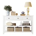 thumbnail image 1 of IVV Wood Console Table with 3 Drawers, 50" Sideboard Table with 2-Tier Open Shelves, Retro Style Entryway Table for Entryway Hallway,Living Room (Antique White), 1 of 10