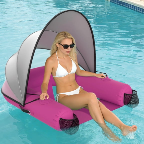 IVY&LANE Adult Inflatable Pool Floats,U-shaped pool float with 2 Large Drink Holders,Inflatable Lounger Float for Pool,Lake,Ocean,Pink