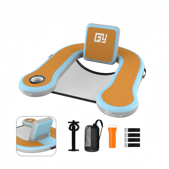 IVY&LANE Inflatable Pool Float Chair,Floating Lounger with Cup Holder,100°Golden Angle,Sunken Mesh Seat,Adults Inflatable Pool Float for Swimming Pool,Beach