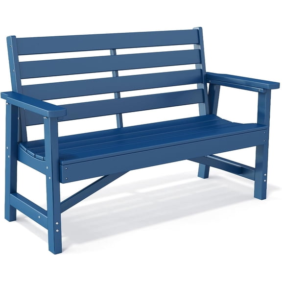 IVY&LANE Outdoor | HDPE Plastic | 2-Person | Garden Benches | Weatherproof | Blue | for Patio Park Porch Outside Backyard