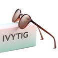 thumbnail image 1 of IVYTIG Lightweight Narrow Fit Retro Pantos Men Women's Polarized Sunglasses, Round Shape, Transparent Brown, 1 of 7