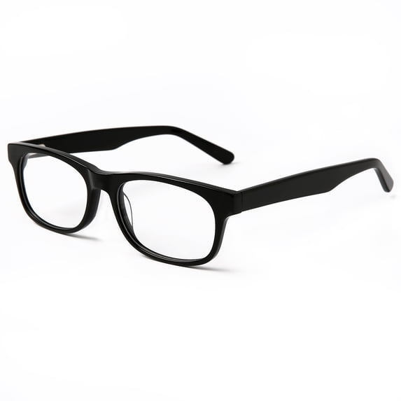 IVYTIG Women's Acetate Eyeglass Frames, 53mm Classic Rectangle Prescription-Ready Glasses with Spring Hinges, Shiny Black