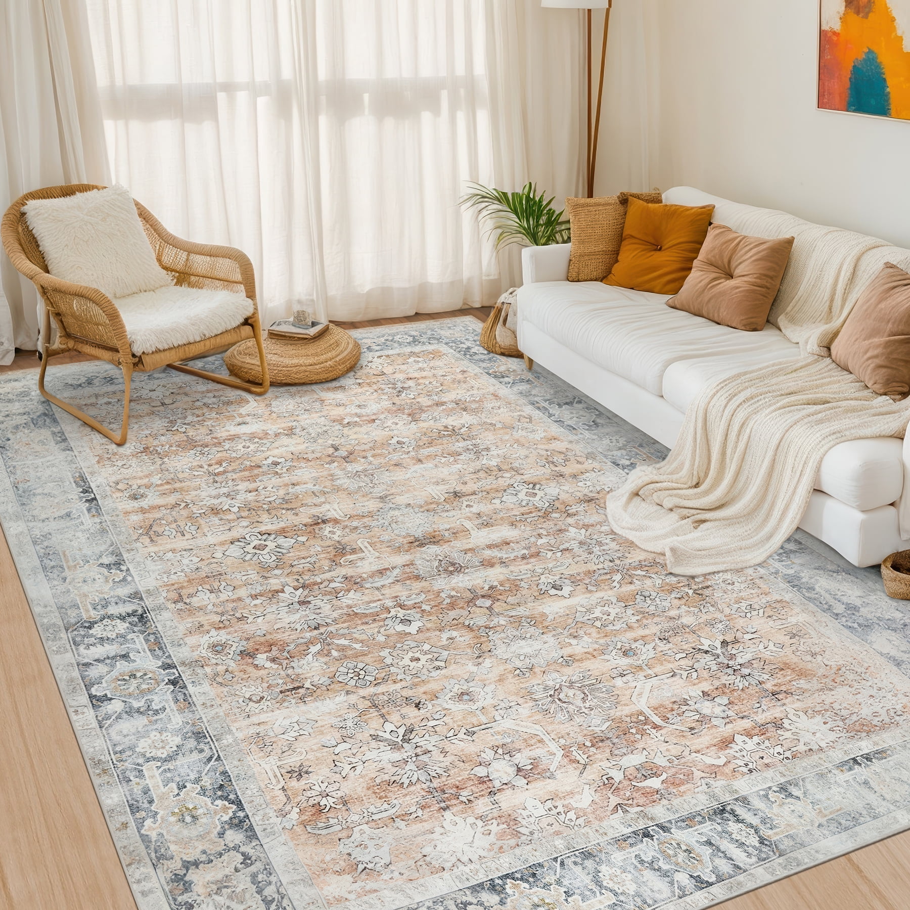 IValue 5x8 Boho Area Rugs, Non Slip Washable Rugs for Living Room ...