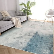 IValue Modern Abstract Area Rug, 6x9 Living Room Rugs, Large Soft Washable Rug, Non Slip Indoor Carpet for Bedroom Dining Room Home Office (Blue)