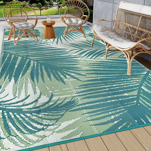 IValue Outdoor Rug for Patio Plastic 5’x 8’ Straw Rug Reversible Mats UV Resistant Camping Mat