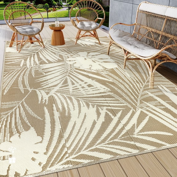 IValue Outdoor Rug for Patio Plastic 6’x 9’ Straw Rug Reversible Mats UV Resistant Camping Mat